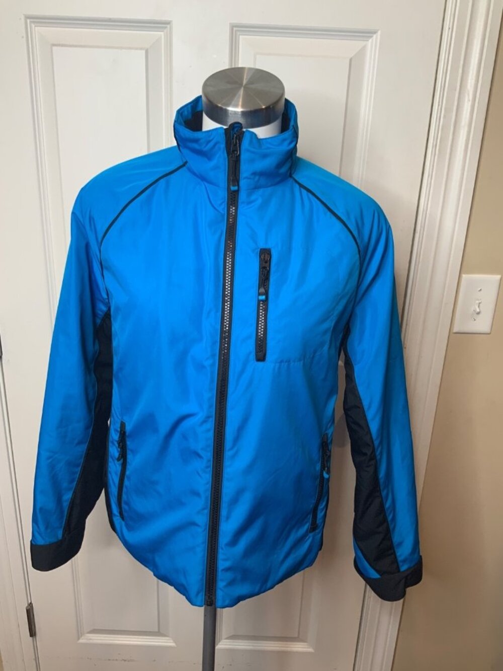 Lauren Ralph Lauren Active Blue Black Zip-Up Winter Jacket, Size M